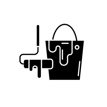 Design works black icon, concept vector sign on isolated background. Design works illustration, symbolのイラスト素材
