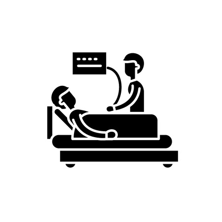 Medical examination black icon, concept vector sign on isolated background. Medical examination illustration, symbolのイラスト素材