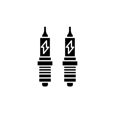 Spark plug black icon, concept vector sign on isolated background. Spark plug illustration, symbolのイラスト素材