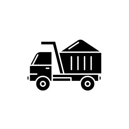 Construction machine black icon, concept vector sign on isolated background. Construction machine illustration, symbolのイラスト素材