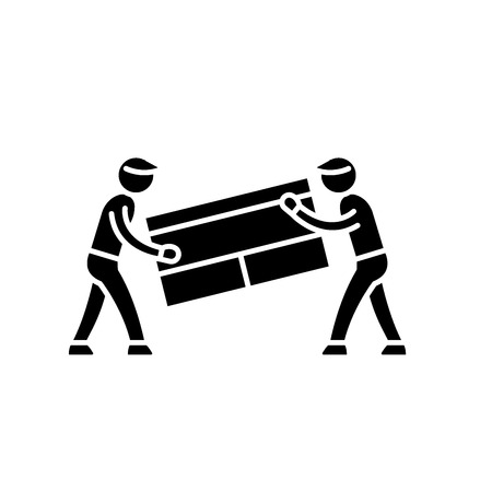 Transportation of things black icon, concept vector sign on isolated background. Transportation of things illustration, symbolのイラスト素材