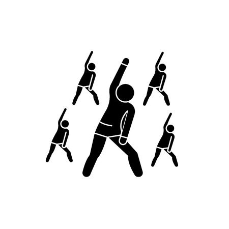 Group fitness black icon, concept vector sign on isolated background. Group fitness illustration, symbolのイラスト素材
