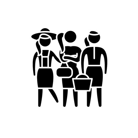 Female roles black icon, concept vector sign on isolated background. Female roles illustration, symbolのイラスト素材
