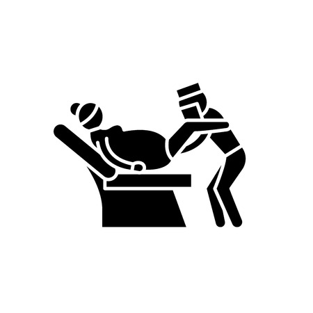 Gynecologist black icon, concept vector sign on isolated background. Gynecologist illustration, symbolのイラスト素材