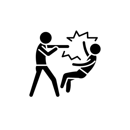 Fight black icon, concept vector sign on isolated background. Fight illustration, symbolのイラスト素材