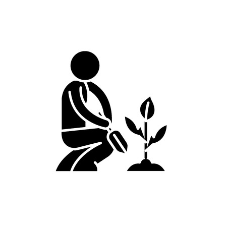 Garden care black icon, concept vector sign on isolated background. Garden care illustration, symbolのイラスト素材