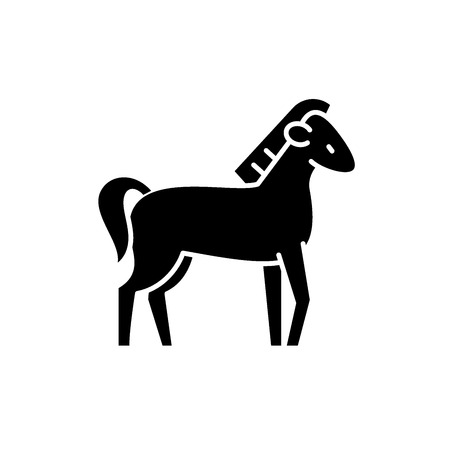 Horse black icon, concept vector sign on isolated background. Horse illustration, symbolのイラスト素材