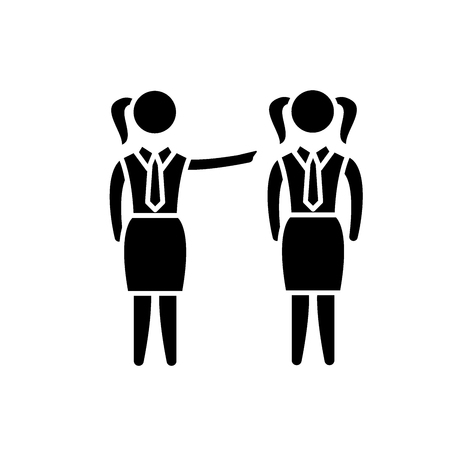 Female mentoring black icon, concept vector sign on isolated background. Female mentoring illustration, symbolのイラスト素材