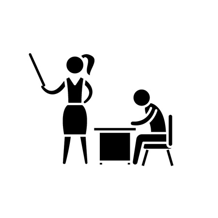 Classroom training black icon, concept vector sign on isolated background. Classroom training illustration, symbolのイラスト素材