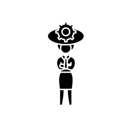 Womens idea black icon, concept vector sign on isolated background. Womens idea illustration, symbolのイラスト素材