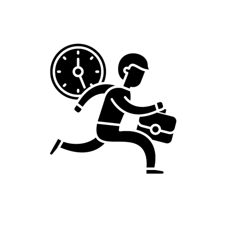 Time management black icon, concept vector sign on isolated background. Time management illustration, symbolのイラスト素材