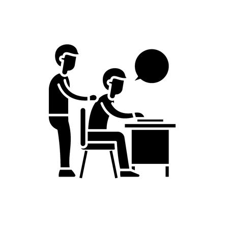 Delegation of work black icon, concept vector sign on isolated background. Delegation of work illustration, symbolのイラスト素材