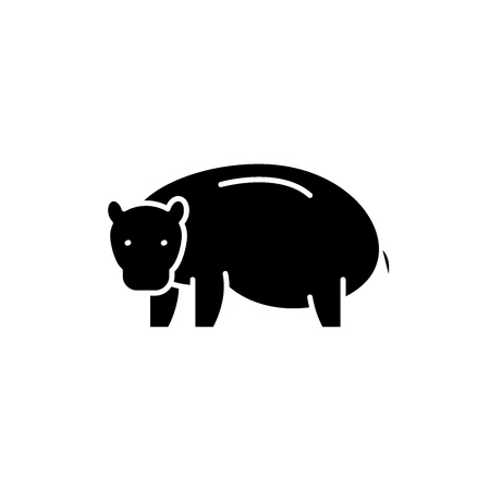 Hippopotamus black icon, concept vector sign on isolated background. Hippopotamus illustration, symbolのイラスト素材