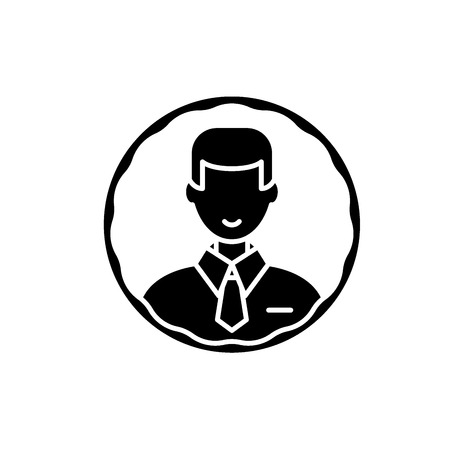 Staff profile black icon, concept vector sign on isolated background. Staff profile illustration, symbolのイラスト素材