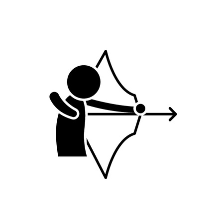 Archery black icon, concept vector sign on isolated background. Archery illustration, symbolのイラスト素材