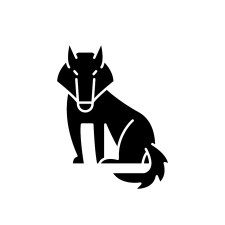 Wolf black icon, concept vector sign on isolated background. Wolf illustration, symbolのイラスト素材
