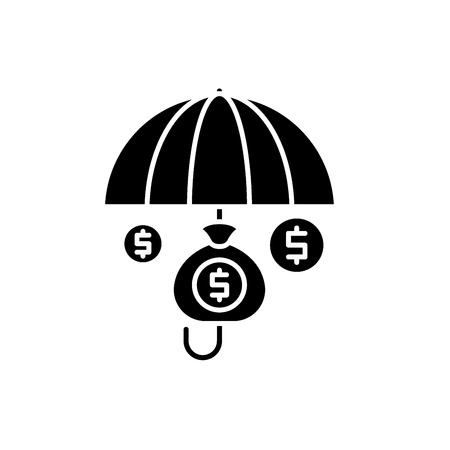Financial insurance black icon, concept vector sign on isolated background. Financial insurance illustration, symbolのイラスト素材