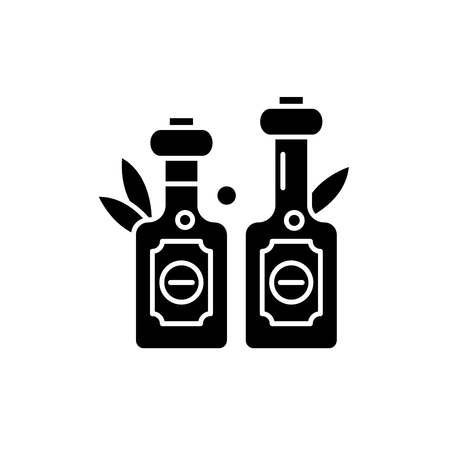 Olive oil black icon, concept vector sign on isolated background. Olive oil illustration, symbolのイラスト素材