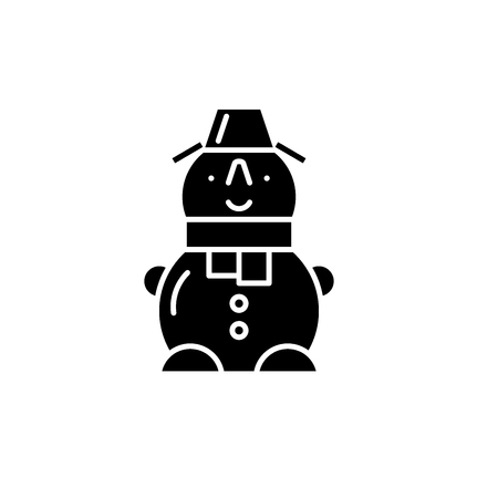 Cute snowman black icon, concept vector sign on isolated background. Cute snowman illustration, symbolのイラスト素材
