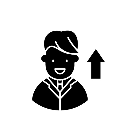 Successful manager black icon, concept vector sign on isolated background. Successful manager illustration, symbolのイラスト素材