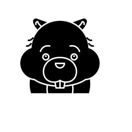 Funny beaver black icon, concept vector sign on isolated background. Funny beaver illustration, symbolのイラスト素材