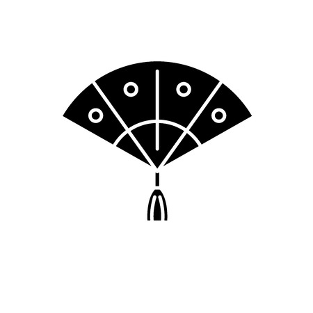 Fan black icon, concept vector sign on isolated background. Fan illustration, symbolのイラスト素材