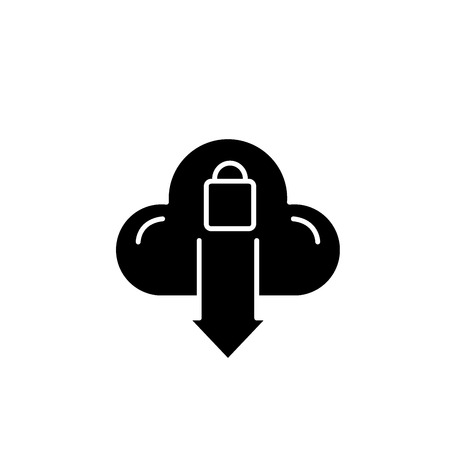 Cloud protection black icon, concept vector sign on isolated background. Cloud protection illustration, symbolのイラスト素材
