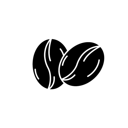 Coffee beans black icon, concept vector sign on isolated background. Coffee beans illustration, symbolのイラスト素材