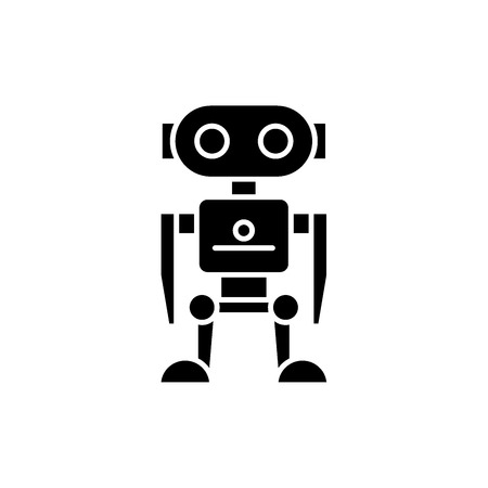 Robot black icon, concept vector sign on isolated background. Robot illustration, symbolのイラスト素材