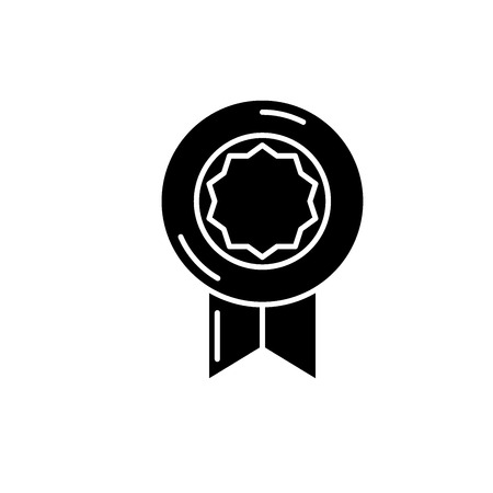 Medal black icon, concept vector sign on isolated background. Medal illustration, symbolのイラスト素材