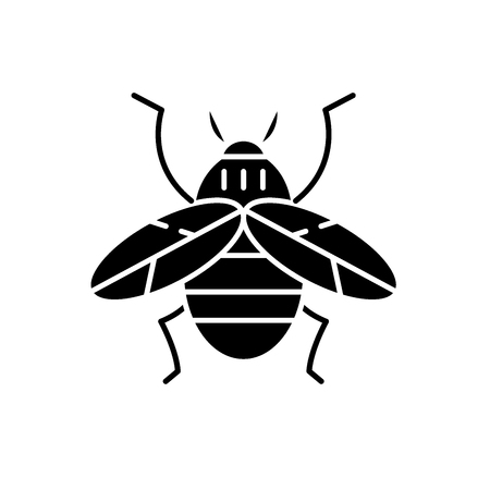 Bee black icon, concept vector sign on isolated background. Bee illustration, symbolのイラスト素材