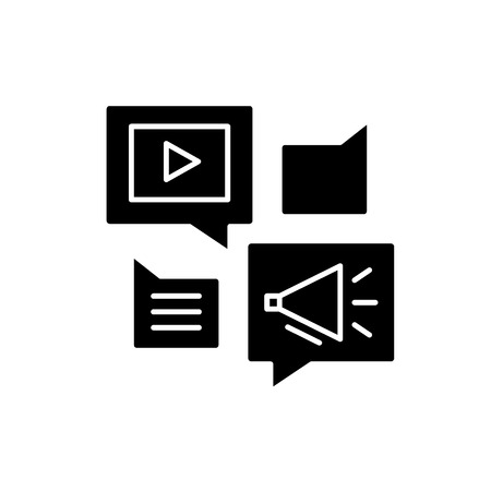 Media online library black icon, concept vector sign on isolated background. Media online library illustration, symbolのイラスト素材