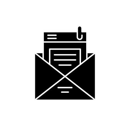 Mailing list black icon, concept vector sign on isolated background. Mailing list illustration, symbolのイラスト素材