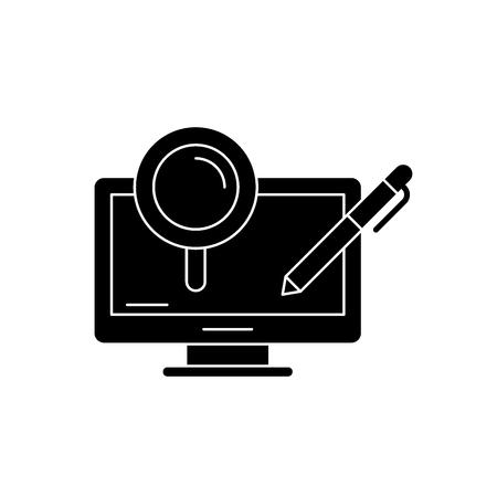 Computer processes black icon, concept vector sign on isolated background. Computer processes illustration, symbolのイラスト素材