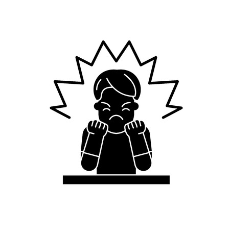 Anger black icon, concept vector sign on isolated background. Anger illustration, symbolのイラスト素材