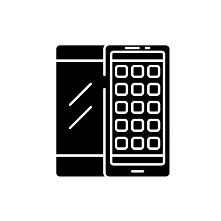 Mobile applications black icon, concept vector sign on isolated background. Mobile applications illustration, symbolのイラスト素材