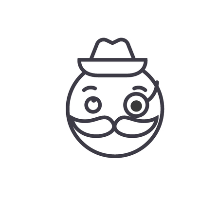 Gentlemen Emoji concept line editable vector concept icon. Gentlemen Emoji concept linear emotion illustrationのイラスト素材