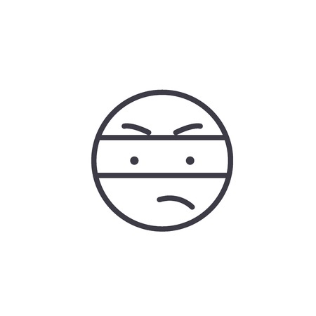 Spy Emoji concept line editable vector concept icon. Spy Emoji concept linear emotion illustrationのイラスト素材