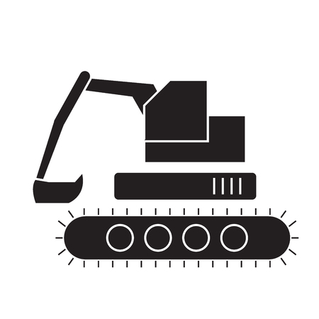 Backhoe loader black vector concept icon. Backhoe loader flat illustration, sign, symbolのイラスト素材