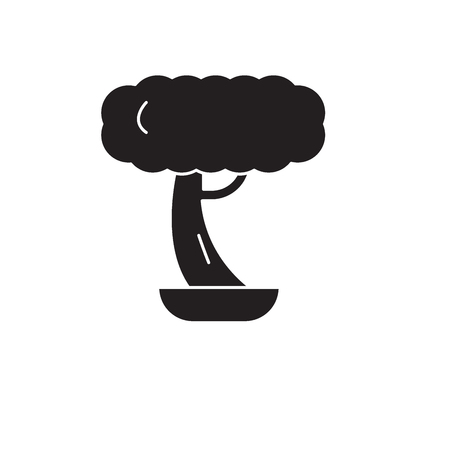 Bonsai black vector concept icon. Bonsai flat illustration, sign, symbolのイラスト素材