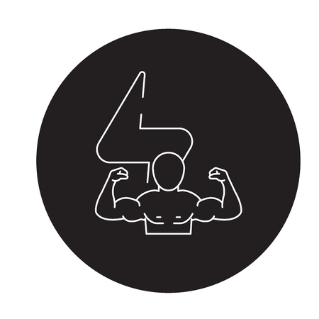 Bodybuilder black vector concept icon. Bodybuilder flat illustration, sign, symbolのイラスト素材
