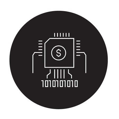 Blockchain knowledge black vector concept icon. Blockchain knowledge flat illustration, sign, symbolのイラスト素材