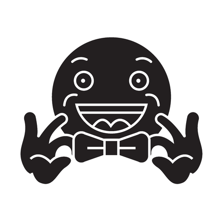 Bow tie emoji black vector concept icon. Bow tie emoji flat illustration, sign, symbolのイラスト素材