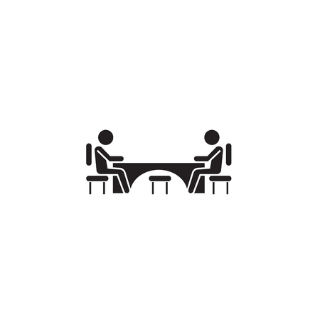 Business meeting black vector concept icon. Business meeting flat illustration, sign, symbolのイラスト素材