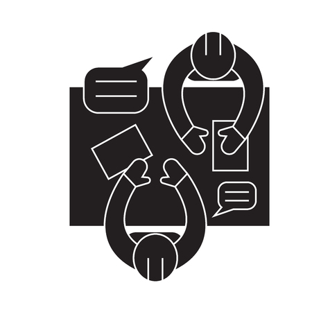 Business workshop black vector concept icon. Business workshop flat illustration, sign, symbolのイラスト素材