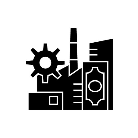 Business industry black vector concept icon. Business industry flat illustration, sign, symbolのイラスト素材