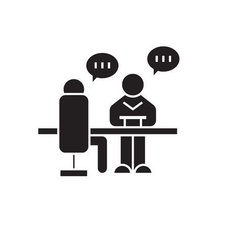 Business conversation black vector concept icon. Business conversation flat illustration, sign, symbolのイラスト素材