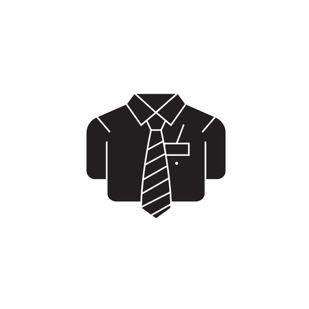 Bsuiness casual shirt black vector concept icon. Bsuiness casual shirt flat illustration, sign, symbolのイラスト素材