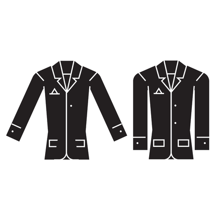Casual jacket black vector concept icon. Casual jacket flat illustration, sign, symbolのイラスト素材