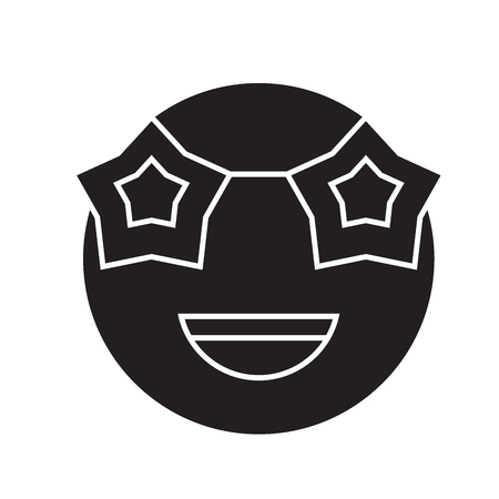 Celebrity emoji black vector concept icon. Celebrity emoji flat illustration, sign, symbolのイラスト素材